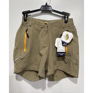 Little Donkey Andy Shorts Womens XS Tan Brown Zip Pockets Stretch Wicking UPF50+